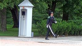 Guards on duty outside the Royal Palace, Slottsplassen, Oslo