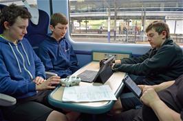 Jude, George and Dillan at Plymouth station, on the 10:07 train from Totnes to Liskeard