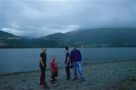 The group on the banks of Voss Lake at Voss youth hostel