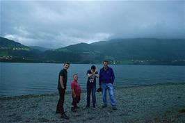The group on the banks of Voss Lake at Voss youth hostel