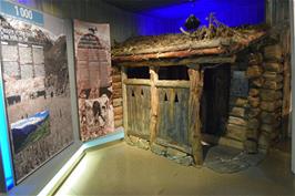 Reconstructed Black Death isolation house in the glacier exhibition