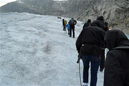 Easier going on the upper part of the glacier