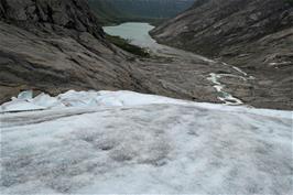 View back to the lake from the upper part of the glacier