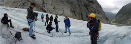 Section of the panorama shot containing our group and the view down the valley