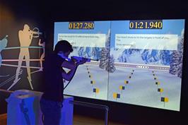 Will does some target shooting in the Norwegian Olympic Museum