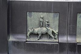 One of the reliefs around the Bronze Fountain, together depicting the eternal life cycle of mankind