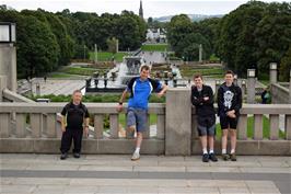 John, Michael, Dillan and Jude in the Monolith area of Frogner Park