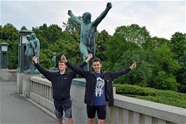 Dillan and Jude recreate the scene from "Man running", 1930, on the Bridge section of Frogland Park