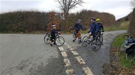 John, George and Will (off-camera) joined the group at Holne café and rode home with us, shown here at Ridgey Cross