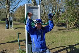 Michael does a workout in Mill Marsh Park, Bovey Tracey