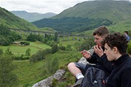 Lunch by the Glenfinnan viaduct, used in the Harry Potter films