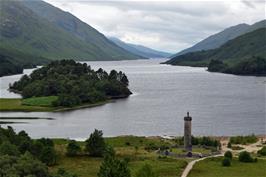 The Glenfinnan Monument on Loch Shiel, from the Glenfinnan viewpoint (new photo for 2022)