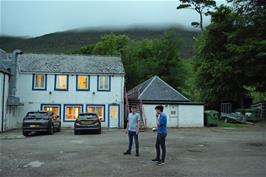 Dillan and Jude outside Applecross youth hostel