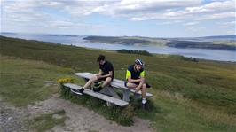 Jude and Dillan at the Little Loch Broom viewpoint near Badcaul