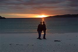 Dillan and Jude in the sunset on Achmelvich beach
