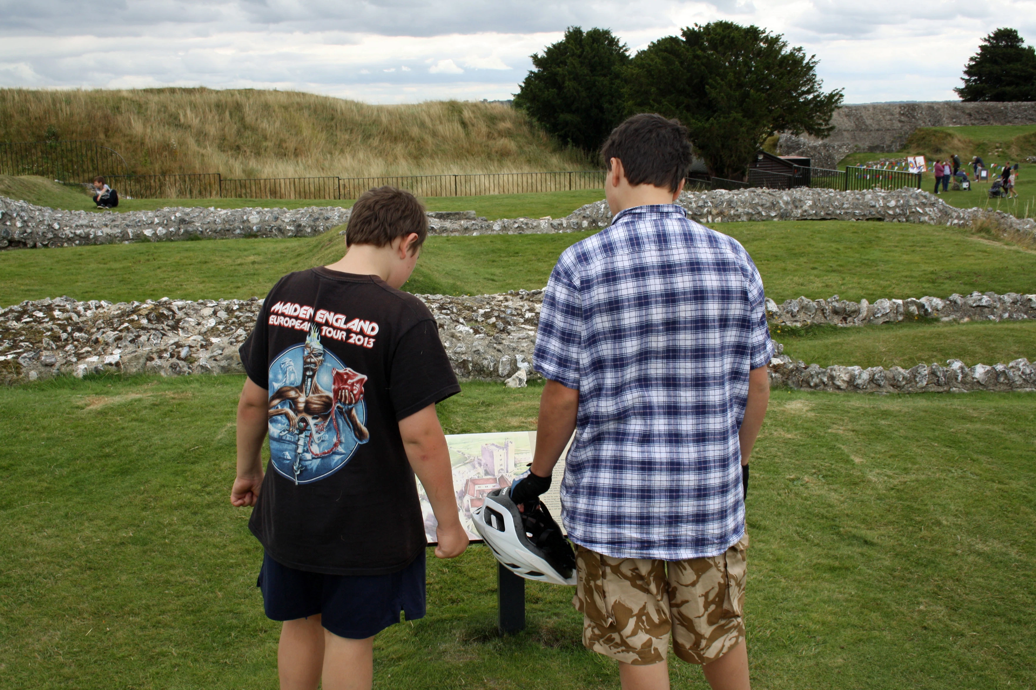 Dillan and Lawrence inspect the Royal Residence remains in Old Sarum’s Old Palace