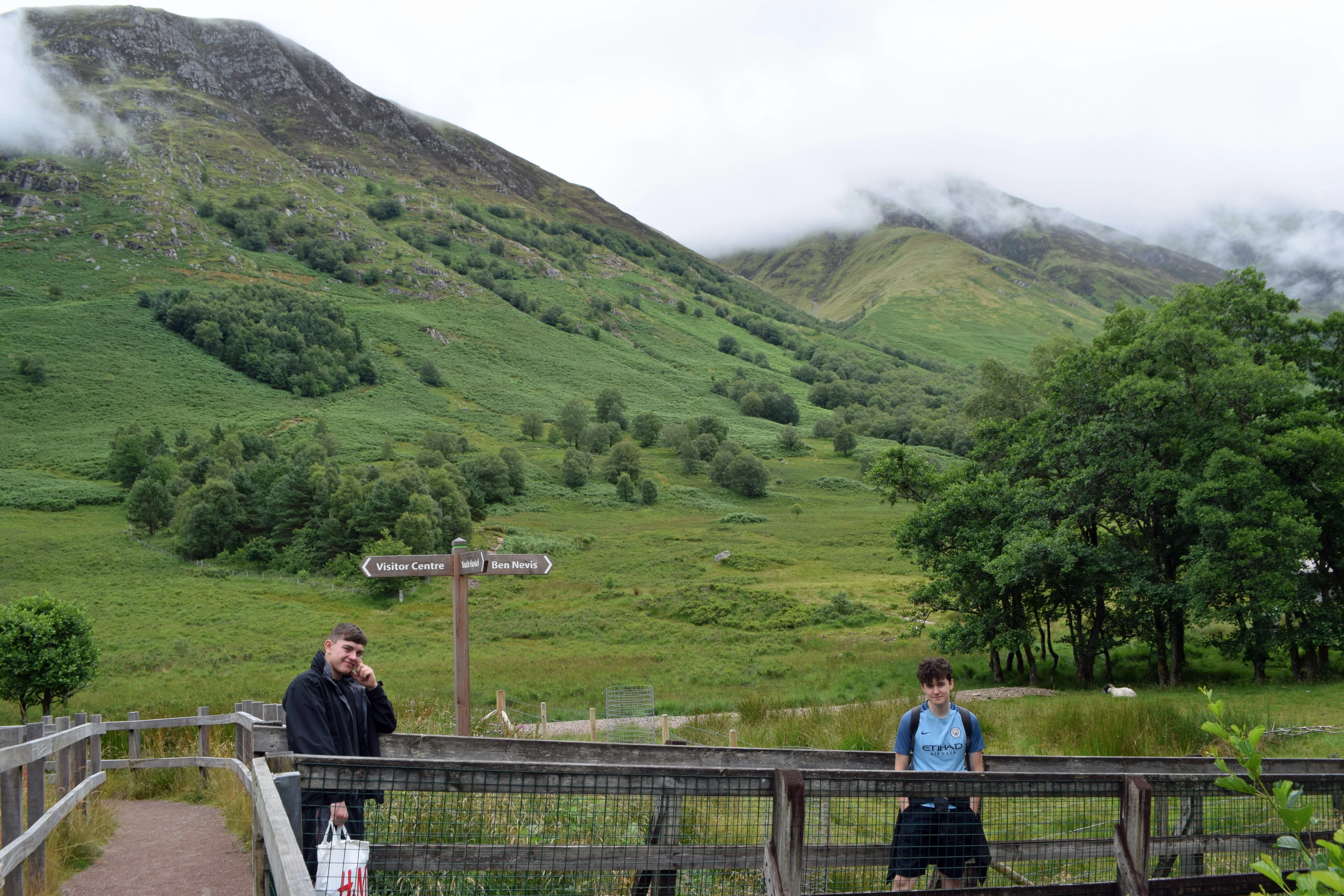Start of the Ben Nevis path from the bridge opposite the hostel, 22 m above sea level.