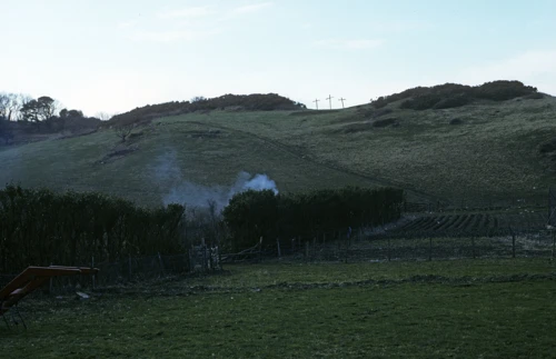 Three crosses on the hill behind Lee Abbey, a simple Easter sight from the roadside.
