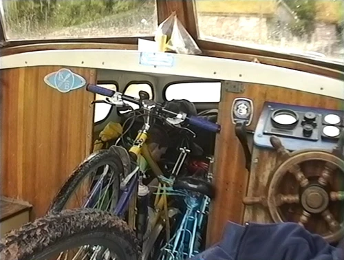 Loading bikes onto the Alltnaharrie Inn's small private ferry, 38.0 miles from Carn Dearg.