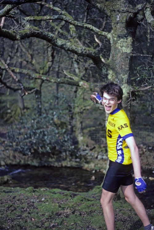 Simon Hopper really wants that dead branch off the tree, over Glaze Brook near Owley.