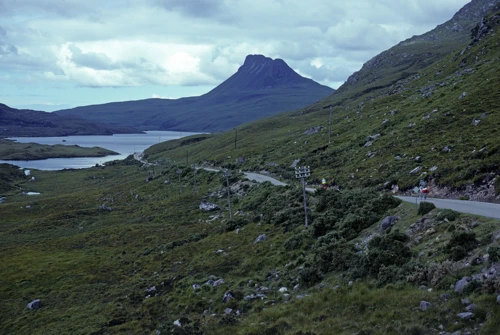 Heading west from Drumrunie, with Stac Pollaidh in the distance