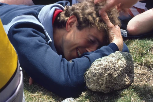 Michael on Ugborough Beacon, once again denied a peaceful lunch by the youngsters.