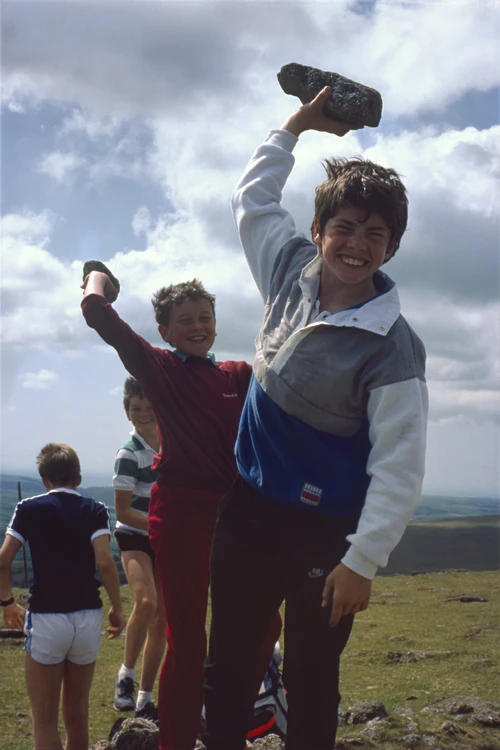Gary, Mark Morris and Jason on Ugborough Beacon, with Brett behind.