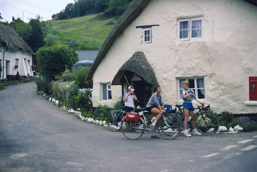 Gary, Mark and Warren by Beehive Cottage, where Berry Hill meets Branscombe’s main street.