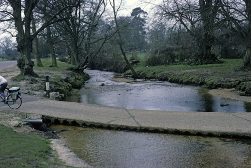 Crossing the causeway over Dockens Water at Rockford, near Linwood.