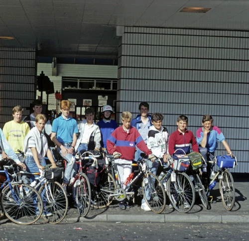 Most of the group at Perth station—three vanished thanks to film gremlins.