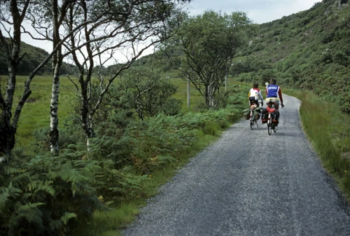 Jeremy and Michael Hall in Allt Gleann an t‑Srathain, the valley to Enard Bay, on the ‘Mad Little Road’.
