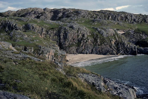 Looking back to Vesteys Beach on our evening stroll from Achmelvich hostel.