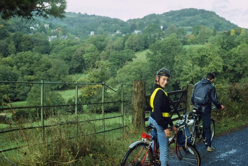 Luke Hatherly and John Stuart approaching Lustleigh on Lower Knowle Road, near Knowle.