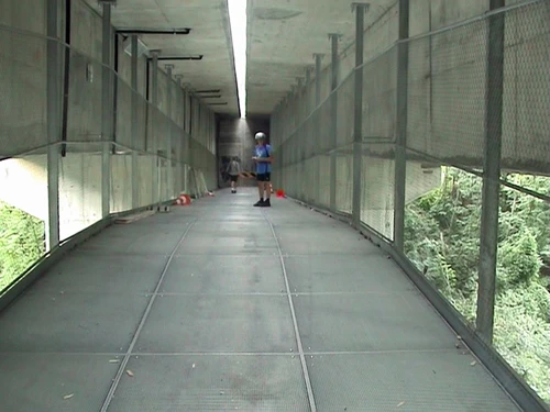 The cycle route bridge suspended beneath the Kander road bridge. 39.0 miles in.