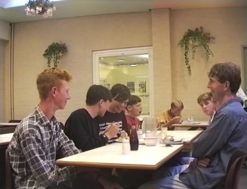 Mealtime at Sheringham youth hostel.