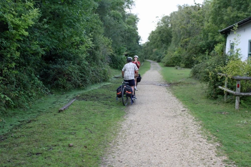 The railway path from Brockenhurst to Burley at Cater's Cottage, 11.3 miles into the ride.