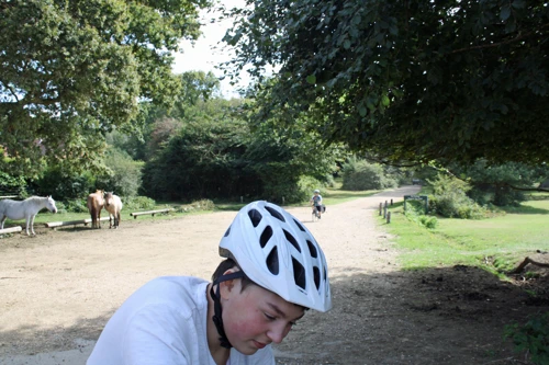 Emerging from Cott Lane by Burley Golf Club, a short ride from the hostel.