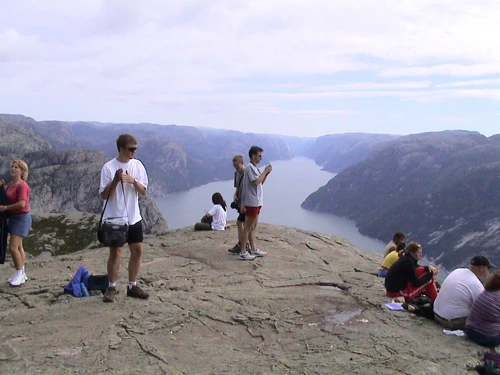 Drinking in Preikestolen's breathtaking scenery.