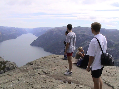 Taking in Preikestolen's breathtaking scenery.