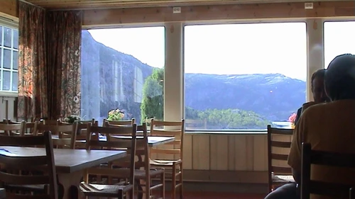 Breakfast with a view at Preikestolen Youth Hostel.