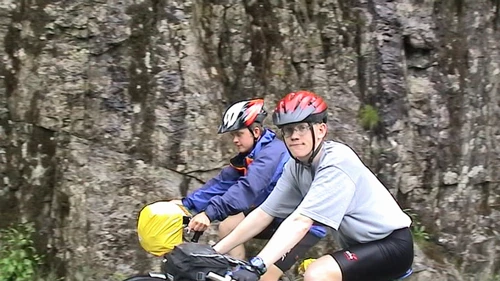 Gavin and Olly start the Storelva Valley climb — a staggering 49.0 miles in.