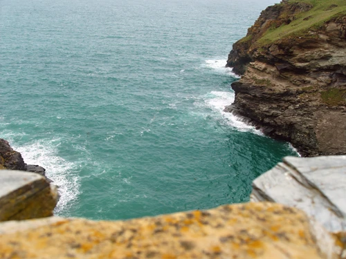 View towards Tintagel Castle island.