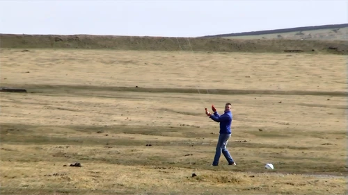 Strong Davidstow Moor breeze makes this kite quite a handful.