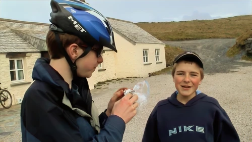 Outside Tintagel Youth Hostel after checking in.