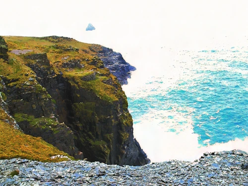 Great sea views from Tintagel YH this morning—overexposed camcorder special.