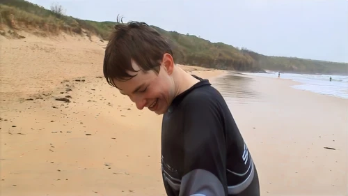 Joe’s unfazed about being soaked to the skin—with a few miles still to ride.