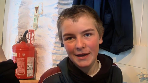 Josh slowly refuels at the Carnewas Tearoom, Bedruthan Steps.