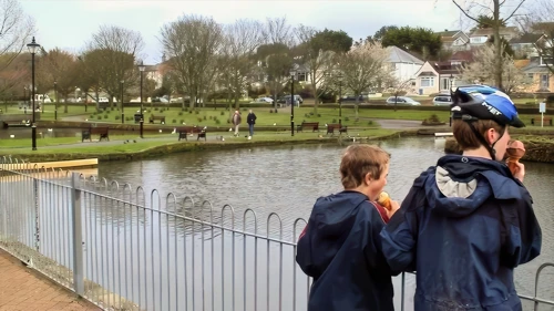 Ice creams by the Lakeside Café, Trenance Gardens Boating Lake, Newquay - 19.8 miles in.