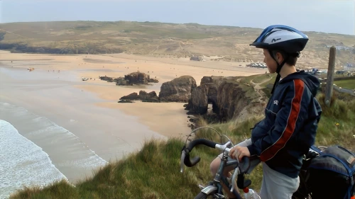 Last look back at Perranporth Beach from Droskyn Point.
