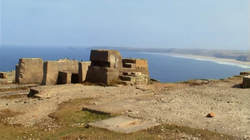Cligga Head mine buildings.